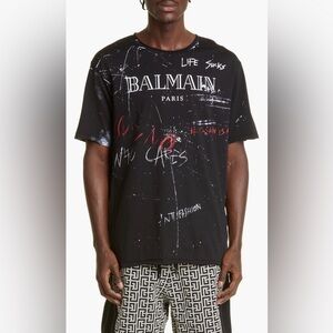 Balmain Men's Black No is No T-shirt Size Medium Brand New